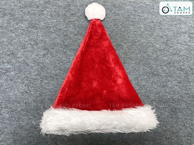 Nón Noel vải nhung xịn viền lông thú [Cao cấp - ĐK 32cm] NON-X-05